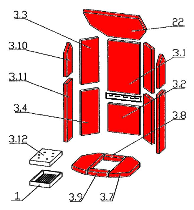 Oranier Arktis 8 Bekleding van de verbrandingskamer B